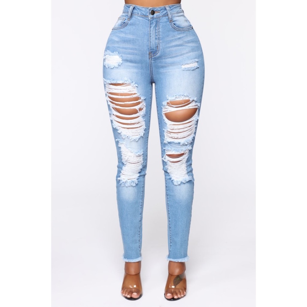 LightWash skinny distress jeans